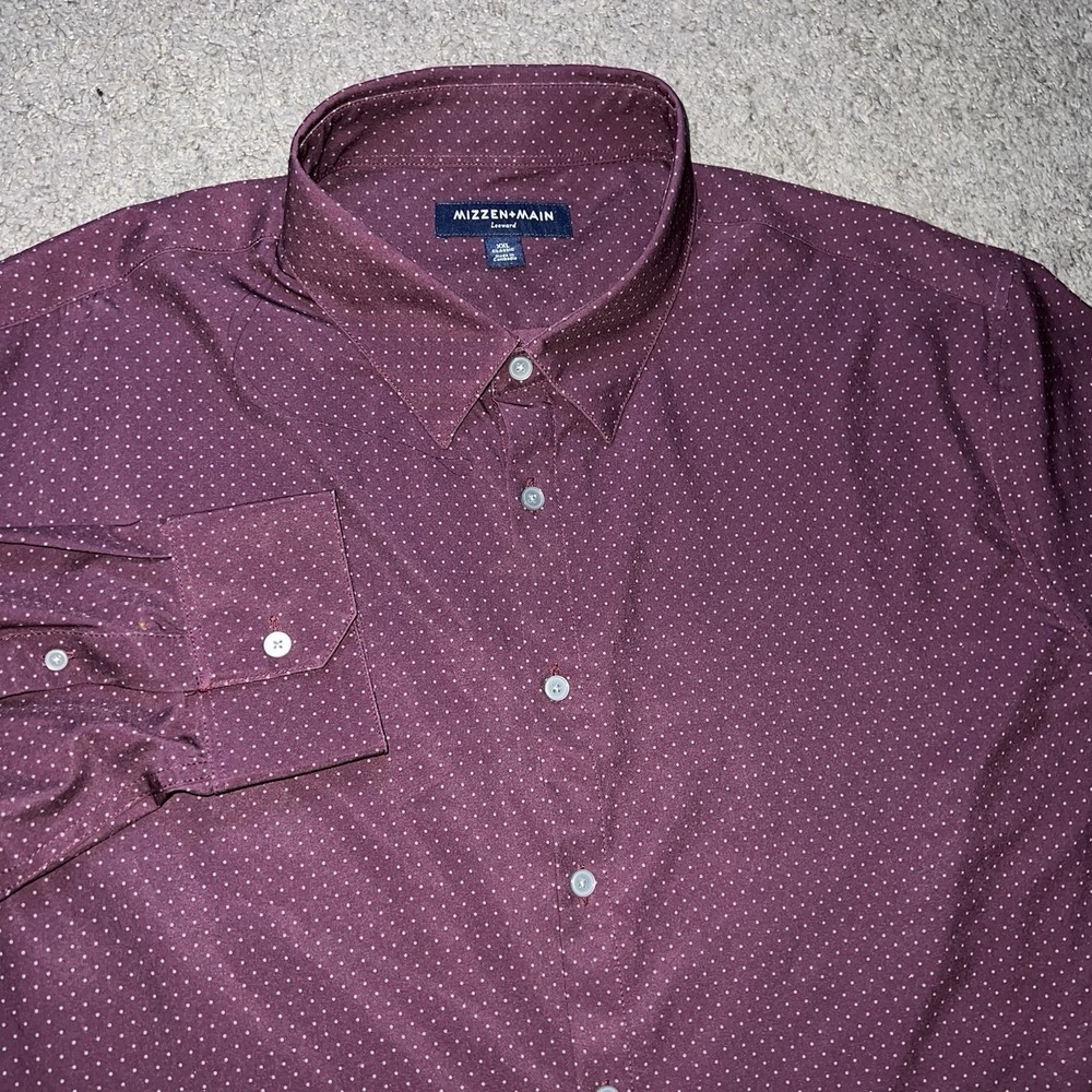 Mizzen+Main Performance Shirt Mens 2XL XXL Classic Fit Button Up S/S Polka‎ Dot